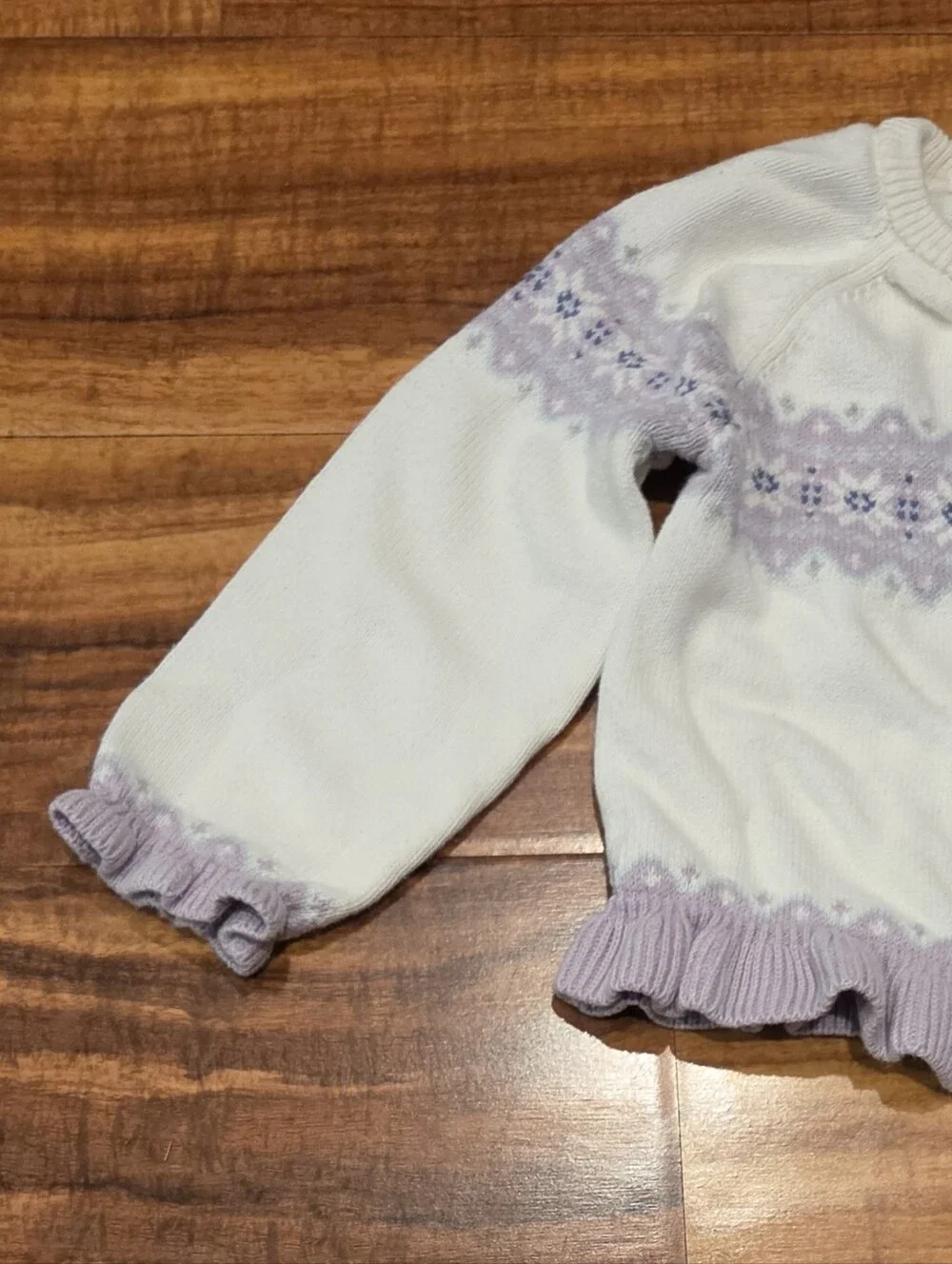 Janie and Jack EUC 18-24 months ivory and purple fair isle sweater and pants set